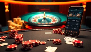 Experience the thrill of gambling as players engage with the xxgg casino app beside a stylish blackjack table.