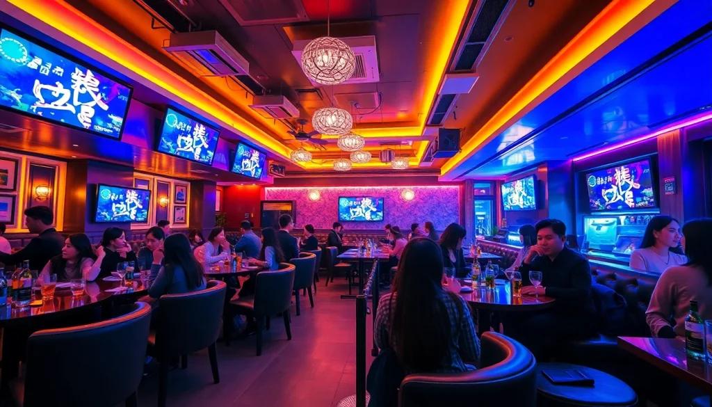 제주도에서 펼쳐지는 활기찬 제주도유흥 장면을 보여주는 다채로운 장식과 환영하는 분위기의 카라오케 바에서 경험하세요.