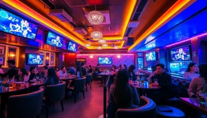 제주도에서 펼쳐지는 활기찬 제주도유흥 장면을 보여주는 다채로운 장식과 환영하는 분위기의 카라오케 바에서 경험하세요.