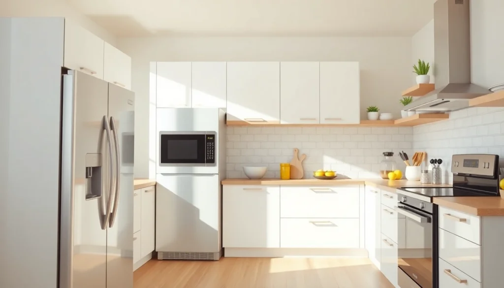 Showcase of affordable appliance in a modern kitchen setup with vibrant colors and natural lighting.