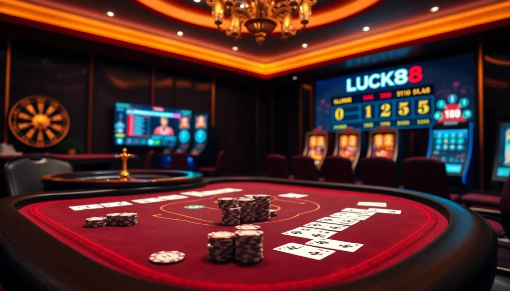 Experience the thrill of LUCK8 with dynamic casino games and vibrant gambling visuals.