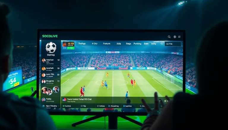 Engaging scene of socolive.com.co showcasing a live football match streaming in Full HD with interactive features.
