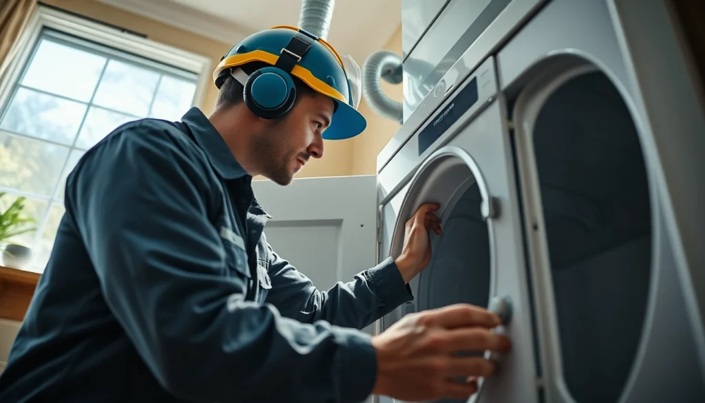 Expert technician performing Dryer Vent Repair in a clean home environment with professional tools.