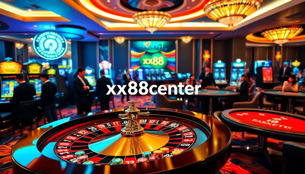 Experience the thrill of xx88center with players engaging at a luxurious casino table.