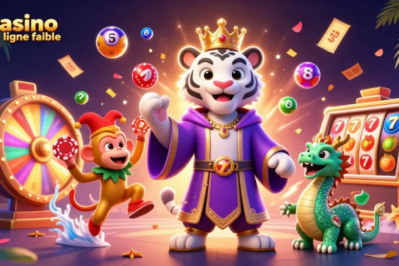 Visualisez le casino en ligne fiable dévoilant des jackpots à travers un tigre majestueux en robe royale.